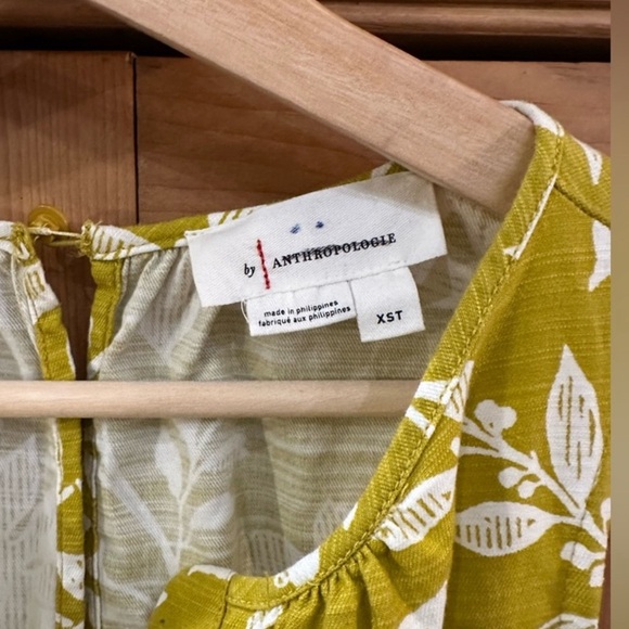 Anthropologie Jumpsuit The Somerset Wide Leg Chartreuse  Boho Womens Sz XS Tall - Picture 4 of 12